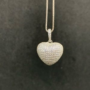 Silver Cubic Zirconia Stoned Heart Necklace